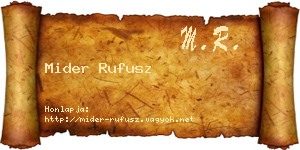 Mider Rufusz névjegykártya